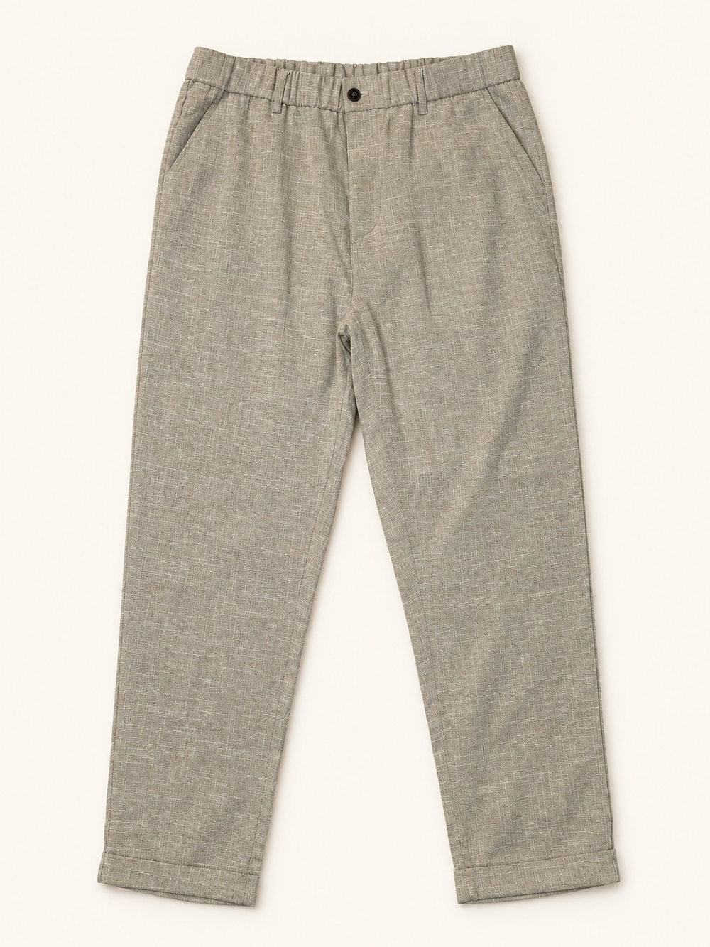 Women’s Gray Heathered Tapered Ankle Pants Elastic Waist Cuffed Hem 34x27